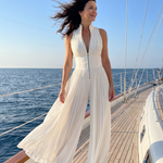 Audrey | Pleated Halter Wide-Leg Jumpsuit