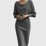 Genesis | White Draped Batwing Midi Dress