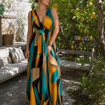 Zarela | Sleeveless Abstract Print Maxi Dress