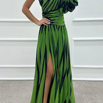 Leslie | Elegant Striped Maxi Dress with One Shoulder