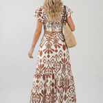 Numan | Short Flutter Sleeve Flared Skirt Midi Dress