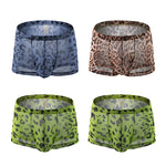 4 Pack Leopard Print See-through Mesh Trunks