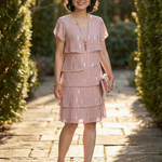Elizabeth | Poised Dot Line Knee Length Dress