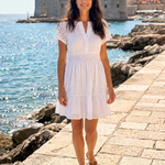 Elarka | Short Flutter Sleeve Eyelet Detail Mini Dress