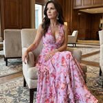 Avery | Halter Ruched Floral Maxi Dress