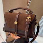 MARLYNN™ - Vintage-Style Small Square Shoulder Crossbody Bag with Contrast Stitching