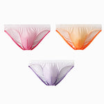 3 Pack Men's Sensual Silk-Like Loose Gradient Color Bikini