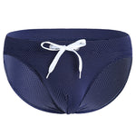 Mens U Convex Pouch Drawstring Solid Swimming Briefs