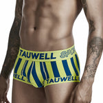 Mens Striped Support Pouch Boxer Briefs With Fly
