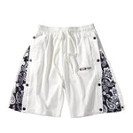 Mens Pattern Patchwork Elastic Active Athletic Shorts
