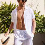 Men’s Button Down Short Sleeve Shirt Top and Shorts Set