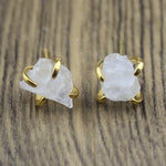 Irregular Mineral Four Claw Stud Earrings