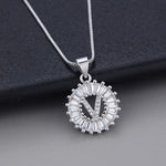 White Gold Initial Letter Zirconia Necklace