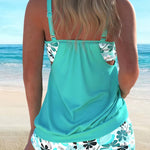 Elegant Ocean Print Split Tankini