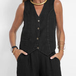 Cristina | Buttoned Vest and Wide-Leg Pants Set
