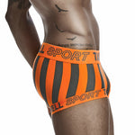 Mens Striped Support Pouch Boxer Briefs With Fly