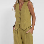 Cristina | Buttoned Vest and Wide-Leg Pants Set