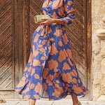 Beatrix - High-end Floral Print Lapel Dress