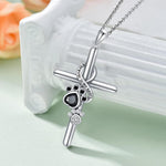Silver Cross with Paw Pendant Necklace