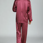 Men's Print Sleepwear Silk Satin Pajamas Set