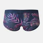 Men Leaf Printed Breathable Swim Briefs