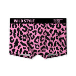 4 Pack Men's Ice Silk Pink Leopard Print Anti-Chafing Stretch Fit Trunks