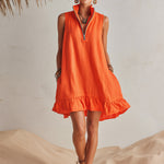 Cotton-Linen Blend Mini Dress