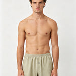 3 Pack Men's Cotton Breathable Striped Button Fly Loose Fit Home Shorts