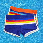 Men's Rainbow Striped Swimming Trunks