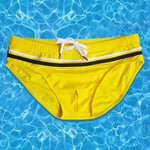 Sports Men's Striped Drawstring Swim Briefs