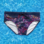 Gradient Leaf Print Men's Swimsuit Briefs
