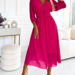 Emmaline | V-Neck Solid Color Waist Dress