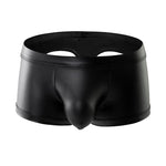 2-pack Men's Leather Hollow Hip-revealing Large Pouch Boxer Briefs