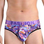 3 Pack Men's Cartoon Modal Printed Briefs And Trunks