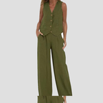 Cristina | Buttoned Vest and Wide-Leg Pants Set