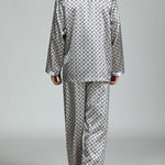 Men's Print Sleepwear Silk Satin Pajamas Set