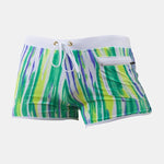 Mens Striped Quick Dry Lining Swim Trunks
