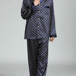 Men's Print Sleepwear Silk Satin Pajamas Set