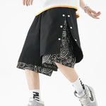 Mens Pattern Patchwork Elastic Active Athletic Shorts