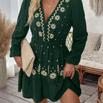 LOTTIE™ - Elegant Embroidered Long Sleeve Casual Dress