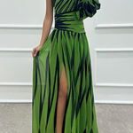 Shiloh - Elegant Striped Maxi Dress with One Shoulder