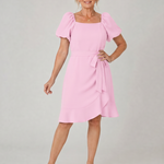 Ruosa | Short Puff Sleeve Side Tie Detail Mini Dress
