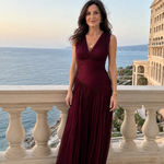 Aurora | Pleated V-Neck Midi Dress