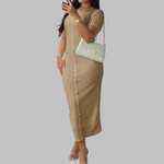 REGAN™ - Elegant Round Neck Fake Button Dress