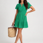 Elarka | Short Flutter Sleeve Eyelet Detail Mini Dress