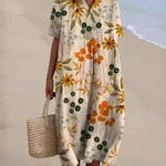 Women's Vintage Floral Print Casual Flowy Dress