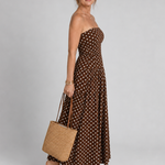 Sorien | Strapless Polka Dot Pattern Midi Dress