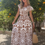 Numan | Short Flutter Sleeve Flared Skirt Midi Dress