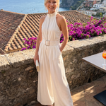 Erin | Belted High-Neck Wide-Leg Jumpsuit