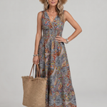 Marisela | Sleeveless Paisley Print Midi Dress